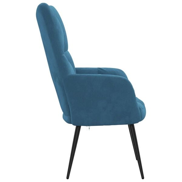 vidaXL Relaxing Chair Blue Velvet (100% polyester), steel Medium