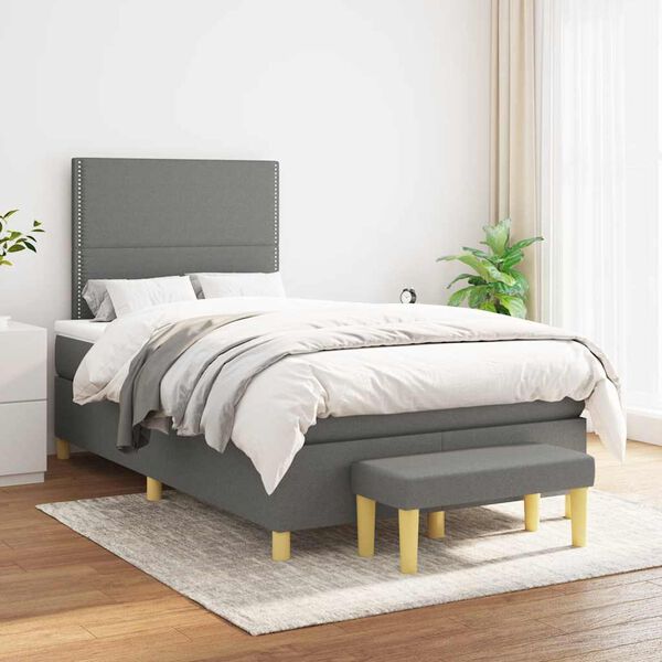 vidaXL Box Spring Bed with Mattress Dark grey and white