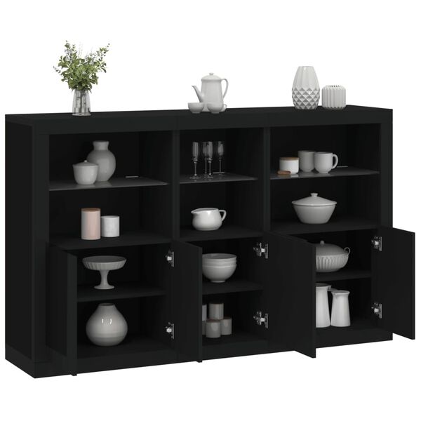 vidaXL Sideboard Black Engineered wood, Glass Large Sideboard