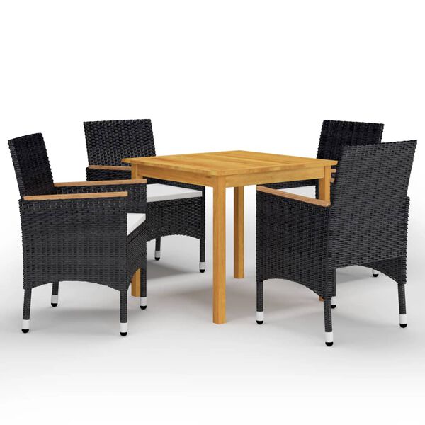 vidaXL Dining Set Black, Cream White