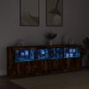 vidaXL Sideboard with LED Lights Smoked Oak 79.5"x14.6"x26.4"
