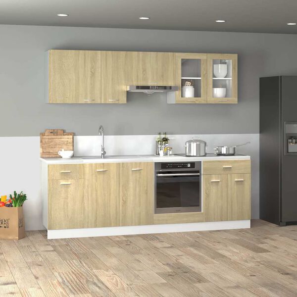 vidaXL Kitchen Cabinet Set Set of 8 Sonoma Oak Engineered Wood Large