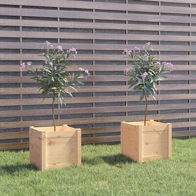 vidaXL Garden Planters 2 pcs 15.7"x15.7"x15.7" Solid Wood Pine