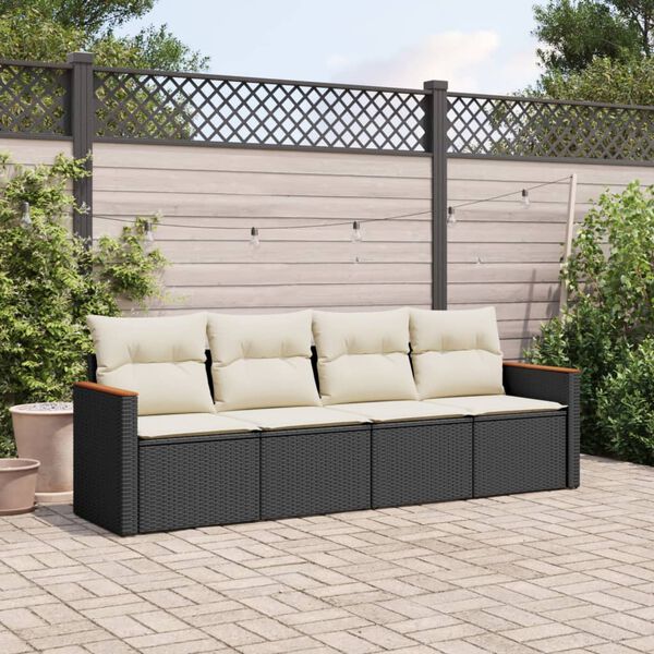 vidaXL Garden Sofa Set Black, Cream White