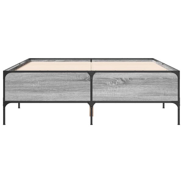 vidaXL Bed Frame Grey Sonoma Engineered Wood 63x79 in Durable