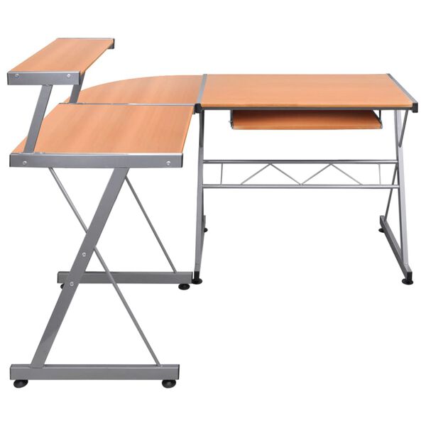 vidaXL Computer Desk Brown Engineered wood, Powder-coated steel Medium