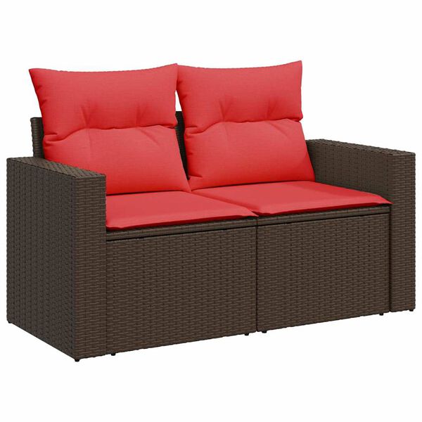 vidaXL 9 Piece Patio Sofa Set with Cushions Brown Poly Rattan