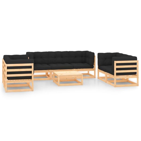 vidaXL Garden Lounge Set Natural pine Solid pine wood Medium Modular