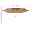 vidaXL Garden Parasol with LED Lights and Metal Pole 157.5" Taupe