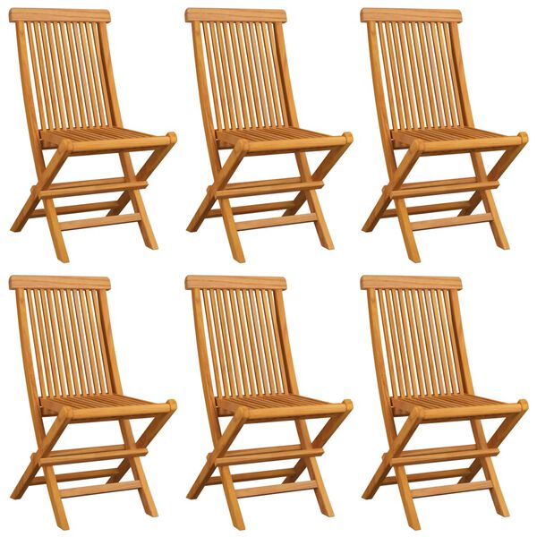 vidaXL Patio Chair Set of 6 Natural teak, Bright green