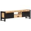 vidaXL TV Cabinet Brown and Black Rough Mango Wood, Iron