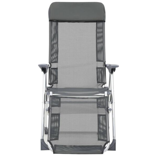 vidaXL Camping Chair Set of 2 Grey Textilene, Aluminum Medium Foldable