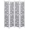 vidaXL 4-Panel Room Divider Gray 55.1"x65" Solid Wood