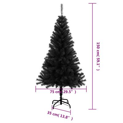 vidaXL Artificial Christmas Tree with Stand Black 5 ft PVC