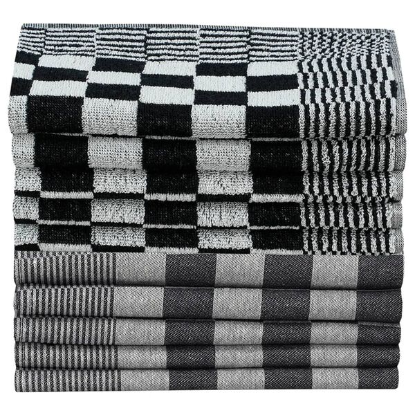 vidaXL Towel Set Set of 50 Black and White 100% Cotton Various Sizes