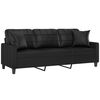 vidaXL 3-seater Sofa Black