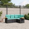 vidaXL Patio Sofa Set Black PE rattan Large Adjustable Armrests