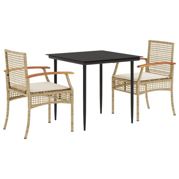vidaXL Garden Dining Set Beige, Black, Cream White