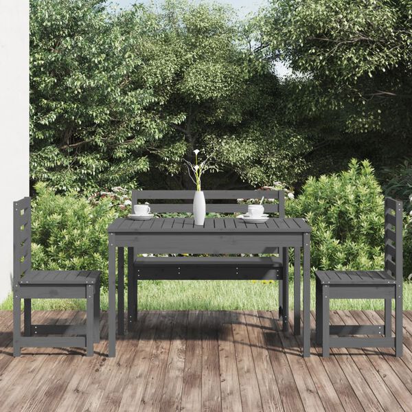 vidaXL Garden Dining Set Grey Solid Pine Wood 71.7 x 32.5 x 29.9 in