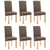 vidaXL Dining Chair Set of 6 Brown Fabric, Wood Ergonomic Dining Chair