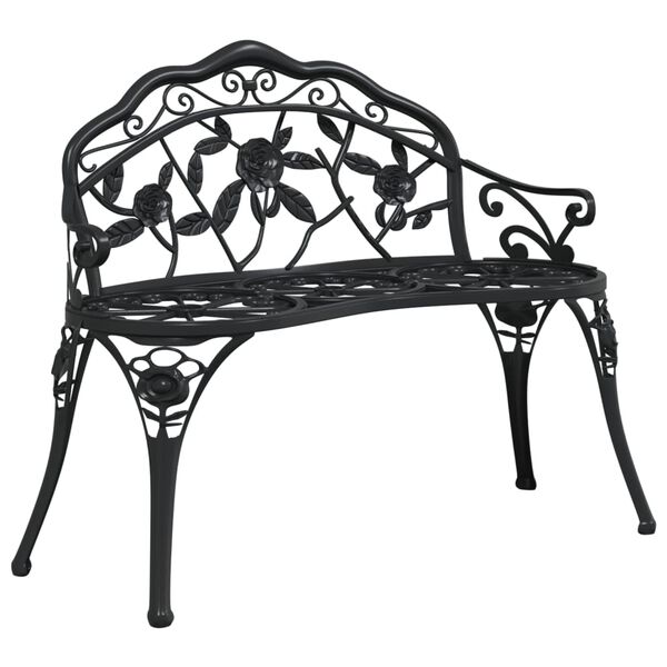 vidaXL Garden Bench Black Cast Aluminum, Cast Iron Medium