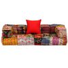 vidaXL Pouffe Multicolor Cotton, Foam, Polyester 2-seater Convertible