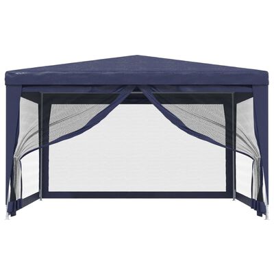 vidaXL Party Tent with 4 Mesh Sidewalls Blue 13.1'x13.1' HDPE