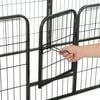 vidaXL Dog Playpen Black Powder-Coated Steel