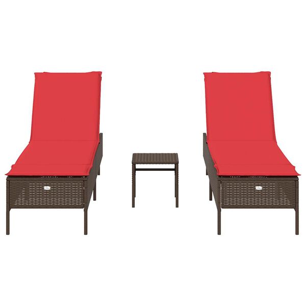 vidaXL Patio Sun Lounger Set Brown, Red