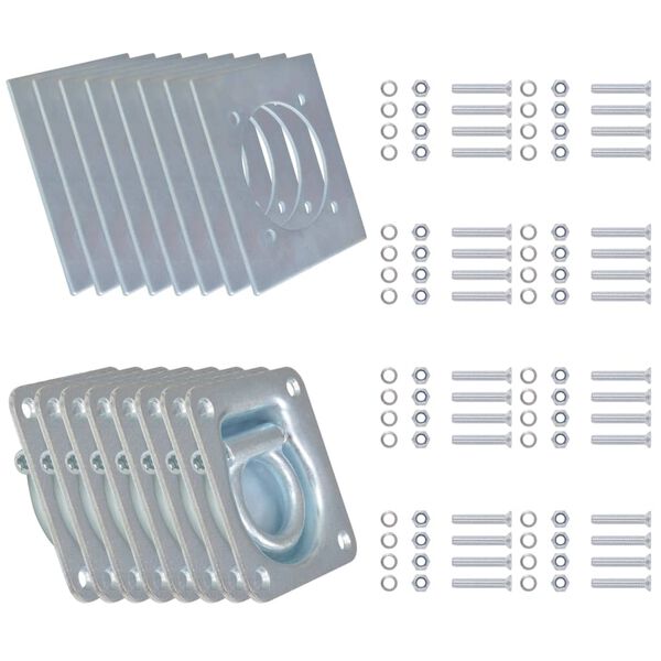 vidaXL Lashing Rings for Trailer 8 pcs Galvanised Steel 4409.2 lb