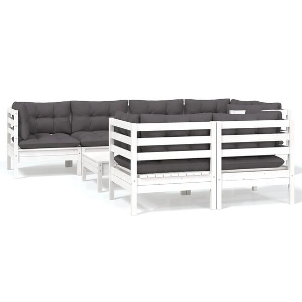 vidaXL Garden Lounge Set White for wood, Anthracite for cushions