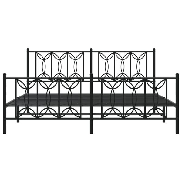 vidaXL Bed Frame Black Steel 72 x 84 in Bed Frame Rectangular Modern