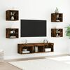 vidaXL TV Wall Unit Set of 7 Smoked oak Engineered wood, glass Medium