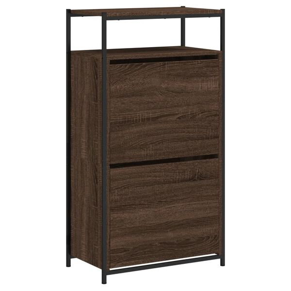 vidaXL Shoe Cabinet Brown Oak Engineered Wood Slim Shoe Cabinet
