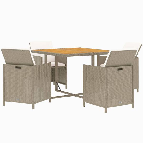 vidaXL Garden Dining Set Beige, Cream White