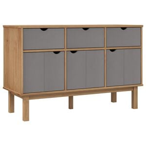 vidaXL Sideboard Brown and grey Solid pine wood, engineered wood Medium