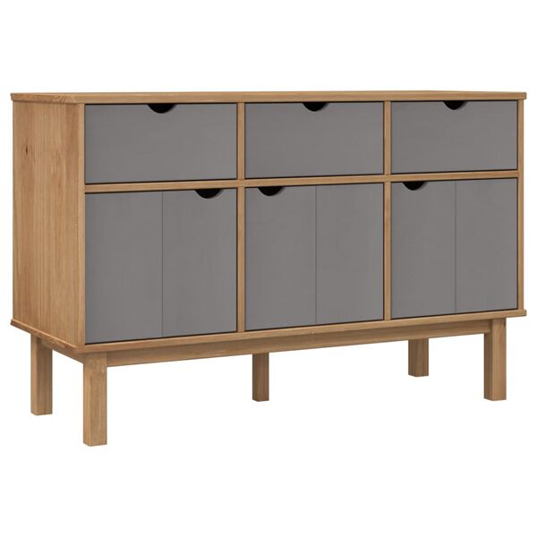 vidaXL Sideboard Brown and grey Solid pine wood, engineered wood Medium