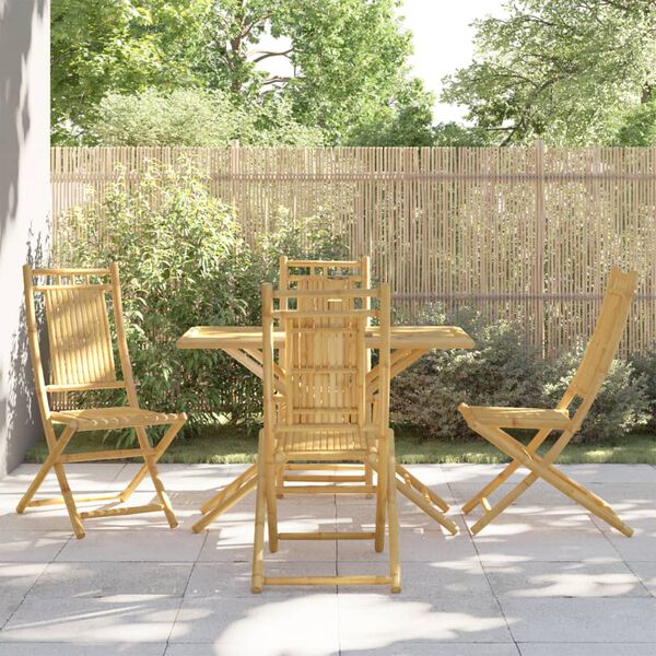 vidaXL Garden Dining Set Natural Bamboo Bamboo Average Foldable