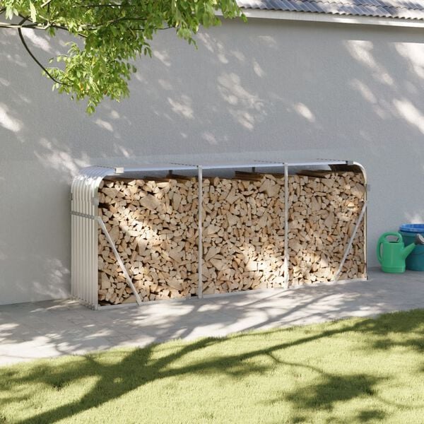 vidaXL Log Holder Silver 92.1"x17.7"x39.4" Galvanized Steel