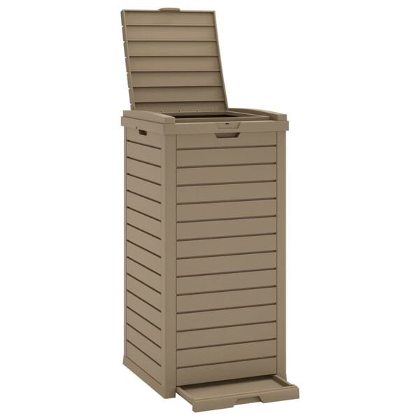 vidaXL Outdoor Garbage Bin Light Brown 16.1"x16.1"x33.9" Polypropylene