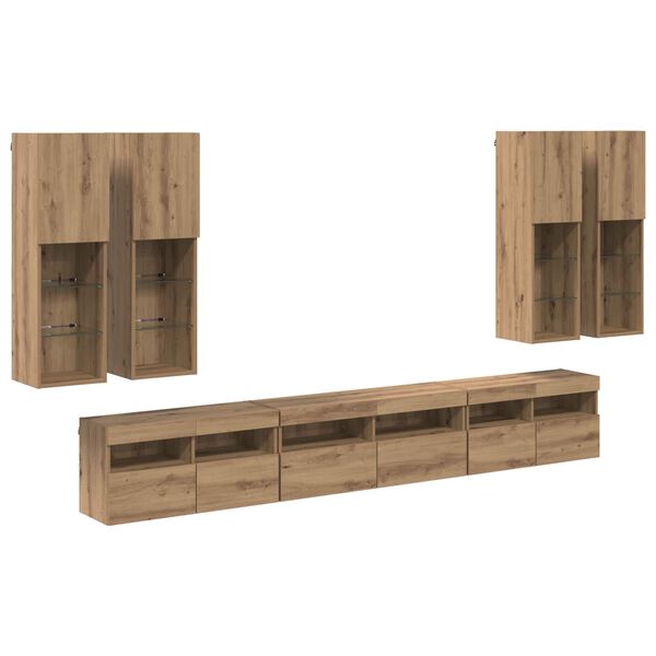 vidaXL TV Wall Cabinet Set 7 pcs Artisan Oak Engineered Wood