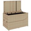 vidaXL Folding Sun Lounger with Cushion and Storage Beige Poly Rattan