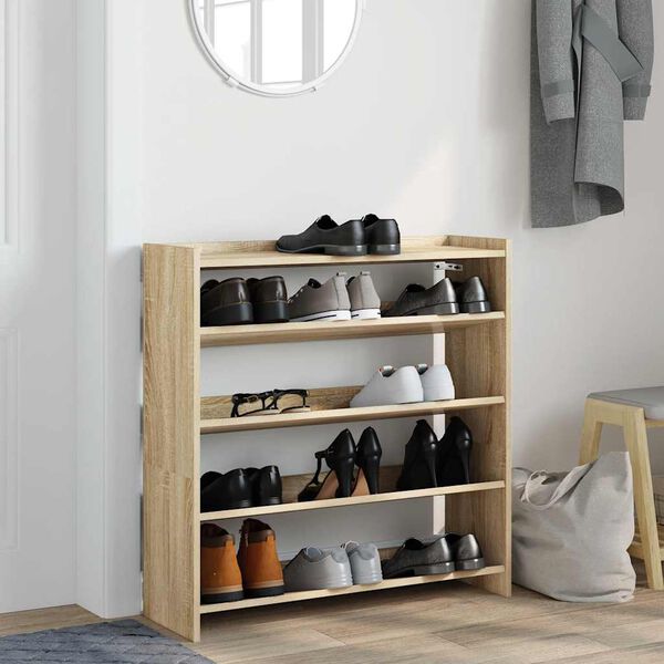 vidaXL Shoe Rack Sonoma Oak Engineered Wood Compact Shoe Rack