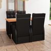 vidaXL 5 Piece Patio Dining Set with Cushions Poly Rattan Black