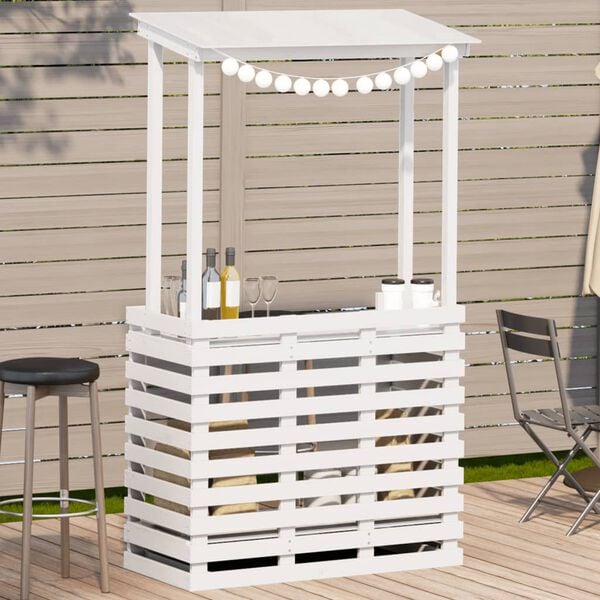 vidaXL Outdoor Bar Table White Solid pine wood Medium Storage
