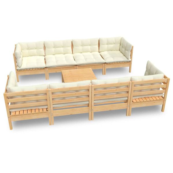 vidaXL Garden Lounge Set Cream Solid pine, fabric Large Modular