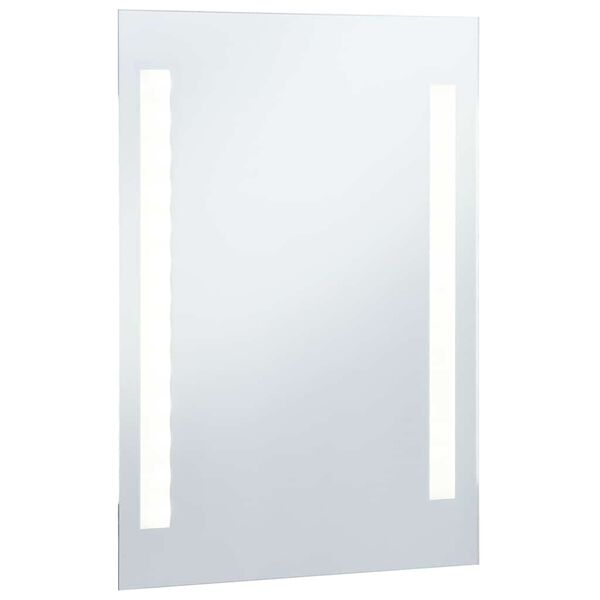 vidaXL Bathroom Mirror Silver Glass, Aluminum 23.6 x 39.4 in Lights