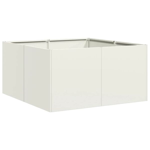 vidaXL Planter White Cold-rolled Steel Large Planters Planter Square