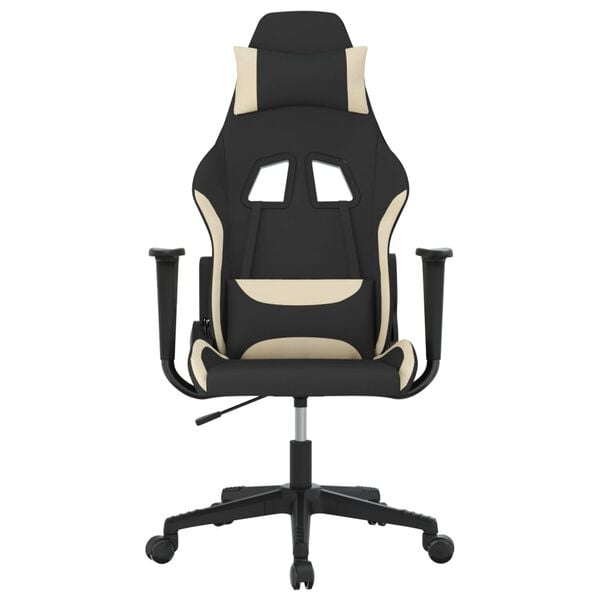 vidaXL Gaming Chair Black and Cream Fabric