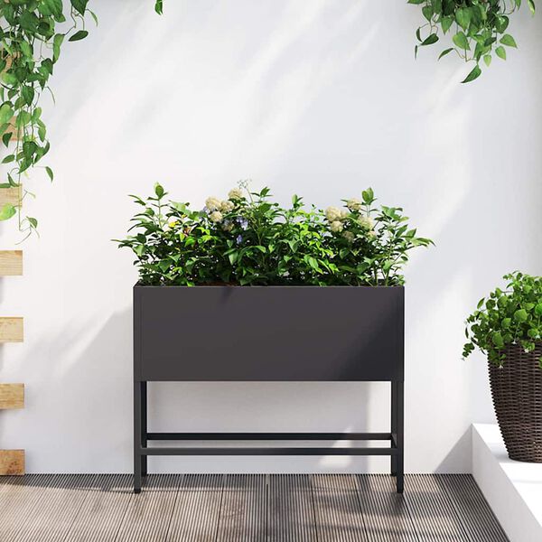 vidaXL Raised Garden Planter Black 60 x 26 x 45 cm Steel